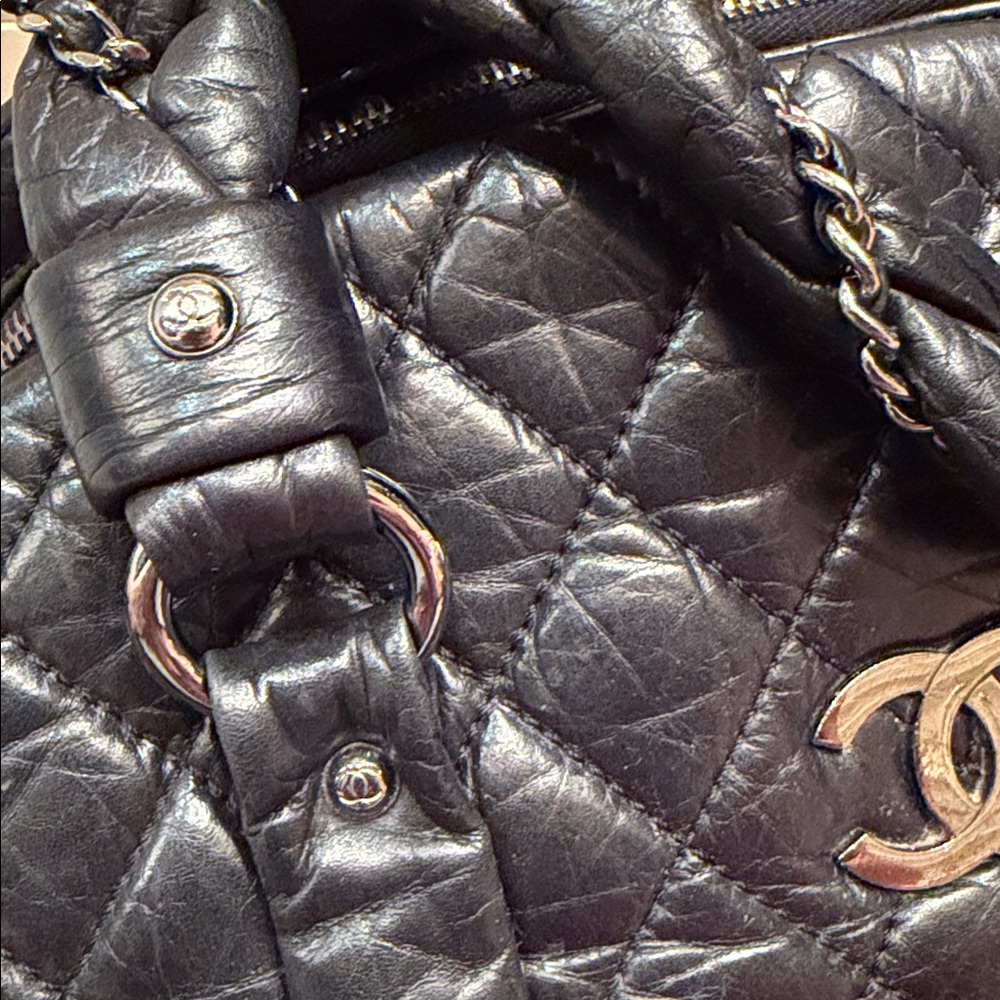 Authentic CHANEL Lady Braid Bowler Bag - Black Quilted Lambskin - Picture 5 of 9